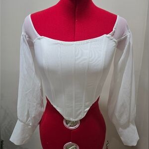 PrettyLittleThing White Corset Blouse